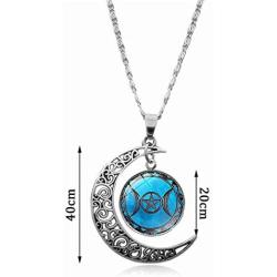 BELUCKIN Triple Moon Goddess Pendant Necklace Earring Beacelet Set Pentacle Wiccan Jewelry for Women