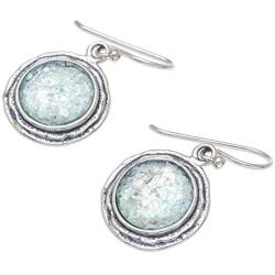 NOVICA .925 Sterling Silver Glass Dangle Earrings, Roman Glamour
