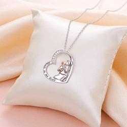 FLYOW S925 Sterling Silver Always in My Heart Dog Pendant Necklace for Women Teen Girl with Dog Gift For Her