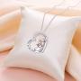 FLYOW S925 Sterling Silver Always in My Heart Dog Pendant Necklace for Women Teen Girl with Dog Gift For Her