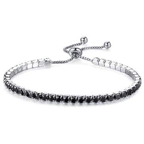 Platinum Plated White Cubic Zirconia Tennis Bracelet Simulated Sapphire Emerald Slider Bangle Bracelet for Women Girls