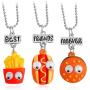 NA 3 Pcs/Set Cartoon Necklaces French Fries Hot Dog Bread Hamburger Pendant Best Friends Unicorn Necklace Christmas BFF Sets Jewelry (Ships)