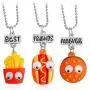 NA 3 Pcs/Set Cartoon Necklaces French Fries Hot Dog Bread Hamburger Pendant Best Friends Unicorn Necklace Christmas BFF Sets Jewelry (Ships)