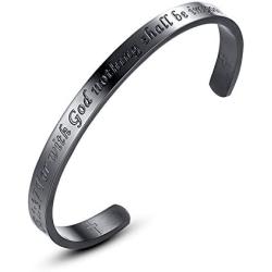 Molike Inspiring Luke 1:37 Bible Verse Stainless Steel Cuff Bangle Bracelet Christian Gift for Men Women
