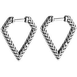 HZMAN Bike Punk Stainless Steel Triangle Shape Design Hoop Earrings,Christmas Thanksgiving New Year Wedding Gift