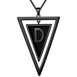 beautlace Double Triangle Letter Necklaces Silver/18K Gold/Black Gun Plated Initial Geometric Minimalist Pendant Alphabet Name Necklace Jewelry for Men and Women KP0158