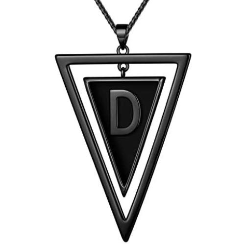 beautlace Double Triangle Letter Necklaces Silver/18K Gold/Black Gun Plated Initial Geometric Minimalist Pendant Alphabet Name Necklace Jewelry for Men and Women KP0158