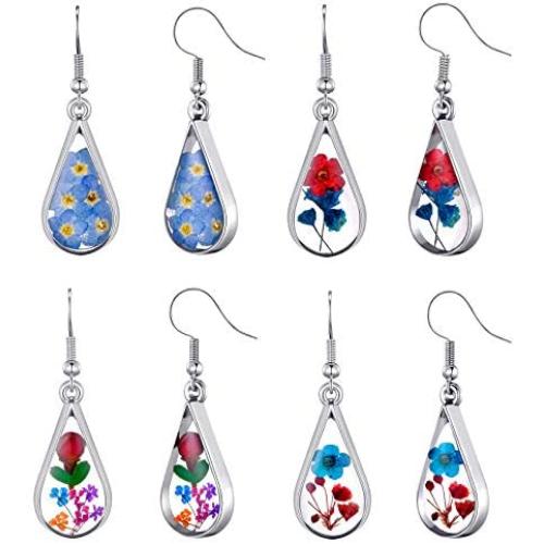 4-12 Pairs Multicolor Dangle Earrings Set for Women and Girls-Flower Life of Tree Ball Hypoallergenic Drop Dangle Earrings Wholesale in Bulk