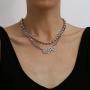 YERTTER Dainty Double-layer Beads Chain Love Chain Choker Necklace Jewelry Women Statement Chunky Chain Necklace for Party Prom