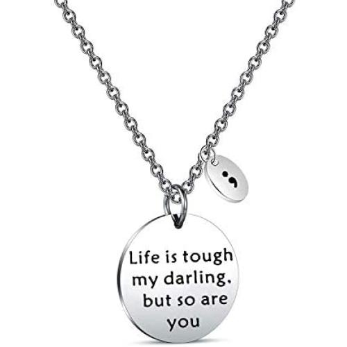 Gzrlyf Life is Tough but so are You Bracelet Semicolon Mental Health Awareness Jewelry Surgery Recovery Gifts
