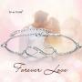 EVER FAITH 925 Sterling Silver White CZ Infinity Symbol Heart Charm Adjustable Bracelet Gift for Women