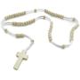 INBLUE Men,Womens Wood Pendant Necklace Cross Bead 24 Inch Rosary Chain
