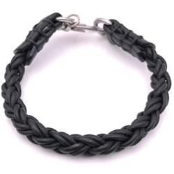 Mens Rugged Chunky Braided Leather Bracelet Black Handcrafted in USA