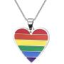 XUANPAI Stainless Steel Heart Rainbow Pendant Necklace Lesbian Gay Pride Jewelry