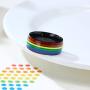 yfstyle Rainbow Pride Rings for Women Men Gay Lesbian 8mm Stainless Steel Engagement Rings Black Silver Plated LGBT Ring Size 6 to 15 LGBTQ Jewelry Gifts