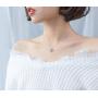Dtja Austrian Crystal Snowflake Pendant Choker Necklace for Women Girls S925 Sterling Silver Dancing Diamond Stone Winter Flower Adjustable Link Chain 17 Inch Wedding Jewelry Birthday