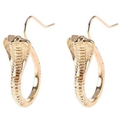 Vintage Cobra Dangle Earrings Exaggeration Animal Snake Hook Earrings for Women Girls Punk Gothic Ear Jewelry(Gold)