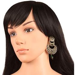 Touchstone Indian bollywood crystals Chand bali designer jewelry earrings in gold tone for women