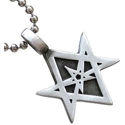 Thelema Jewelry Unicursal Hexagram Seal of Orichalcos unicursally six pointed star Celt Protection Amulet Pewter Boys Mens Womens Pendant Necklace Charm for men women boys girls w Silver Ball Chain