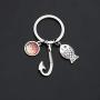 UJIMS Fishing Hook Keychain with Fish Charm Fish Lover Gift for Dad Husband Boyfriend Fisherman Jewelry Fishing Lure Gifts