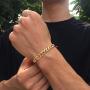 PY BLING 14K/18K Golden Plated Solid Curb Miami Cuban Link Chain Stainless Steel 4mm-8mm Diamond Cut Necklace or Bracelet for Men and Women 7-30 Inches (18k-8mm,8)