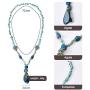 maytry Irregular Agate Chip Pendant Turquoise Necklace, Necklace, Bracelet 2 Piece Set of The Same Color