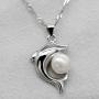 Uloveido Girls Cute White Dolphin Pendant Necklace for Women Silver Color Created Pearl Necklace for Mom Girlfriend Mother Day Birthday Jewelry Gift N1076