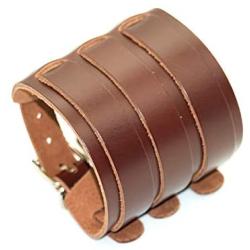 Mgutillart Punk Rock Metal Buckle Wristband Wide Leather Belt Cuff Bracelet