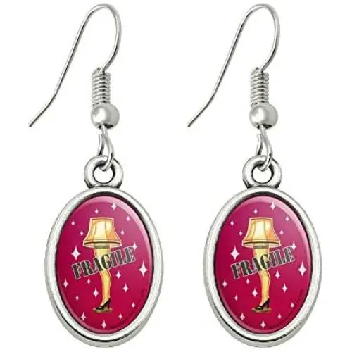 GRAPHICS & MORE A Christmas Story Fragile Novelty Dangling Drop Oval Charm Earrings GRAPHICS & MORE A Christmas Story Fragile Novelty Dangling Drop Oval Charm Earrings