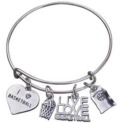 Infinity Collection Basketball Bracelet- Basketball Charm Bracelet- Basketball Jewelry, for Basketball Players.