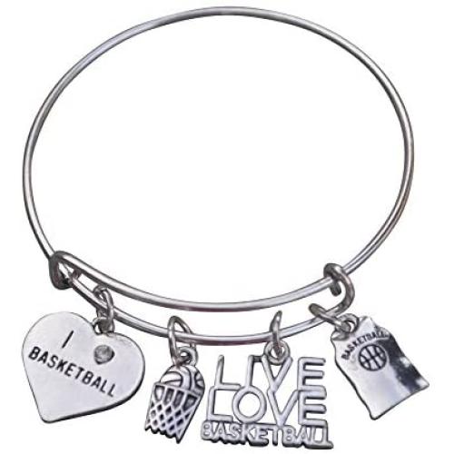 Infinity Collection Basketball Bracelet- Basketball Charm Bracelet- Basketball Jewelry, for Basketball Players.
