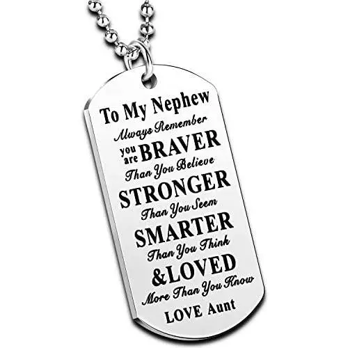 to My Niece Nephew Inspirational Gift Jewelry Dog Tag Pendant Necklace from Aunt Uncle Nephew Necklace Niece Necklace to My Niece Nephew Inspirational Gift Jewelry Dog Tag Pendant Necklace from Aunt Uncle Nephew Necklace Niece Necklace