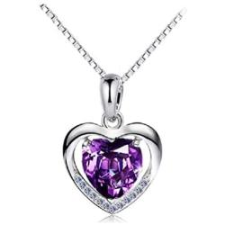 Lam Sence Sterling Silver 8mm Heart Shape Crystal with Cubic Zirconia Pendant Necklace