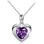 Lam Sence Sterling Silver 8mm Heart Shape Crystal with Cubic Zirconia Pendant Necklace