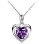 Lam Sence Sterling Silver 8mm Heart Shape Crystal with Cubic Zirconia Pendant Necklace
