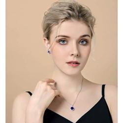 AMYJANE Halo Crystal Jewelry Set - Sterling Silver Round Cubic Zirconia Crystal Bridal Pendant Necklace Earrings Set for Wedding Bride Bridesmaids