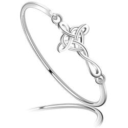 WSNANG Celtic Knot Cross Open Bangle Bracelet Religious Infinity Love Irish Celtics Jewelry Gift for Women Girls