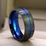 ringheart 2 Rings Luxury Couple Rings Black Gold Filled Princess Cut Blue Cz Womens Wedding Ring Sets Man Tungsten Wedding Band (Please Buy Two Rings for one Pair)