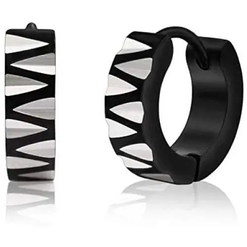 Stainless Steel Hoop Earrings for Men Women, Silver/Black Hoop Earrings for Boys, Hypoallergenic Round Huggies Earrings,Fashion Punk Earrings Piercing Jewelry for Teens Girls Stainless Steel Hoop Earrings for Men Women, Silver/Black Hoop Earrings for Boys, Hypoallergenic Round Huggies Earrings,Fashion Punk Earrings Piercing Jewelry for Teens Girls