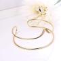 Finrezio 3Pcs Upper Arm Bracelet Open Cuff Armlets Simple Coil Swirl Armband Jewelry Set Dia.3” Adjustable