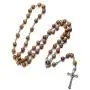Catholic Olive Wood Rosary Beaded Prayer Jerusalem Cross Decor Crucifixion of Christ Jesus Necklace for Auto Vehicle for Men Women Religious Jewelry Pendant 14 inch