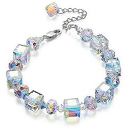 Madame Jewelry Aurora Borealis Bracelet with Austria Crystals 18K White Gold