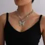 Zoestar Butterfly Choker Necklace Gorgeous Crystal Pendant Necklaces Sparkly Butterfly Chain Jewelry for Women (Silver)