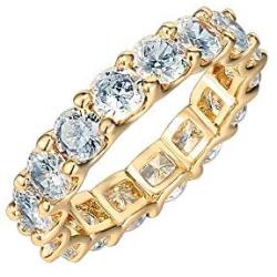 PAVOI 14K Gold Plated Rings Cubic Zirconia Love Ring | 4mm Stackable Rings for Women | Gold Rings for Women