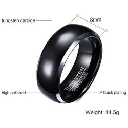 PJ Jewelry Two-Tone 8mm Wicca Pagan Triple Moon Goddess Pentagram Tungsten Carbide Dome Wedding Band Ring for Men
