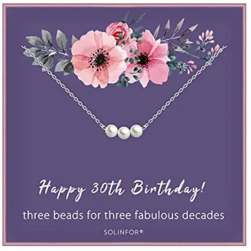 30th Birthday Gifts for Women - Sterling Silver Necklace Three Pearls for Her 3 Decades - 30 Years Old Jewelry Gift Idea 30th Birthday Gifts for Women - Sterling Silver Necklace Three Pearls for Her 3 Decades - 30 Years Old Jewelry Gift Idea