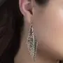 Steve Madden Black Toned Mesh Chain Disco Dangle Earrings for Women Steve Madden Black Toned Mesh Chain Disco Dangle Earrings for Women