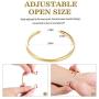 Lolalet 2 Pack Oval Thin Cuff Bracelet, Christmas Gift for Girlfriend Wife Mom, 18K Rose Gold/Gold Plated Couples Love Bracelets, Plain Polished Finish Bangle Jewelry Gift for Men Women
