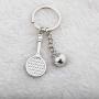 BAUNA Tennis Racket Keychain with Ball Charm Sport Key Ring Jewelry for Tennis Players Tennis Coaches