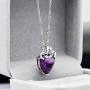 Uloveido Fashion Love Heart Pendant Necklace for Women White Gold Plated Purple Blue Heart Crystal Necklace for Girls Women Birthday N437